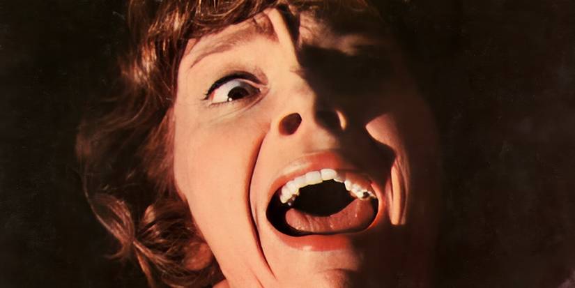 A woman screaming in Frenzy