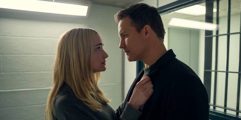 Scott Porter as Paul visiting Brianne Howey as Georgia in prison in Ginny & Georgia.