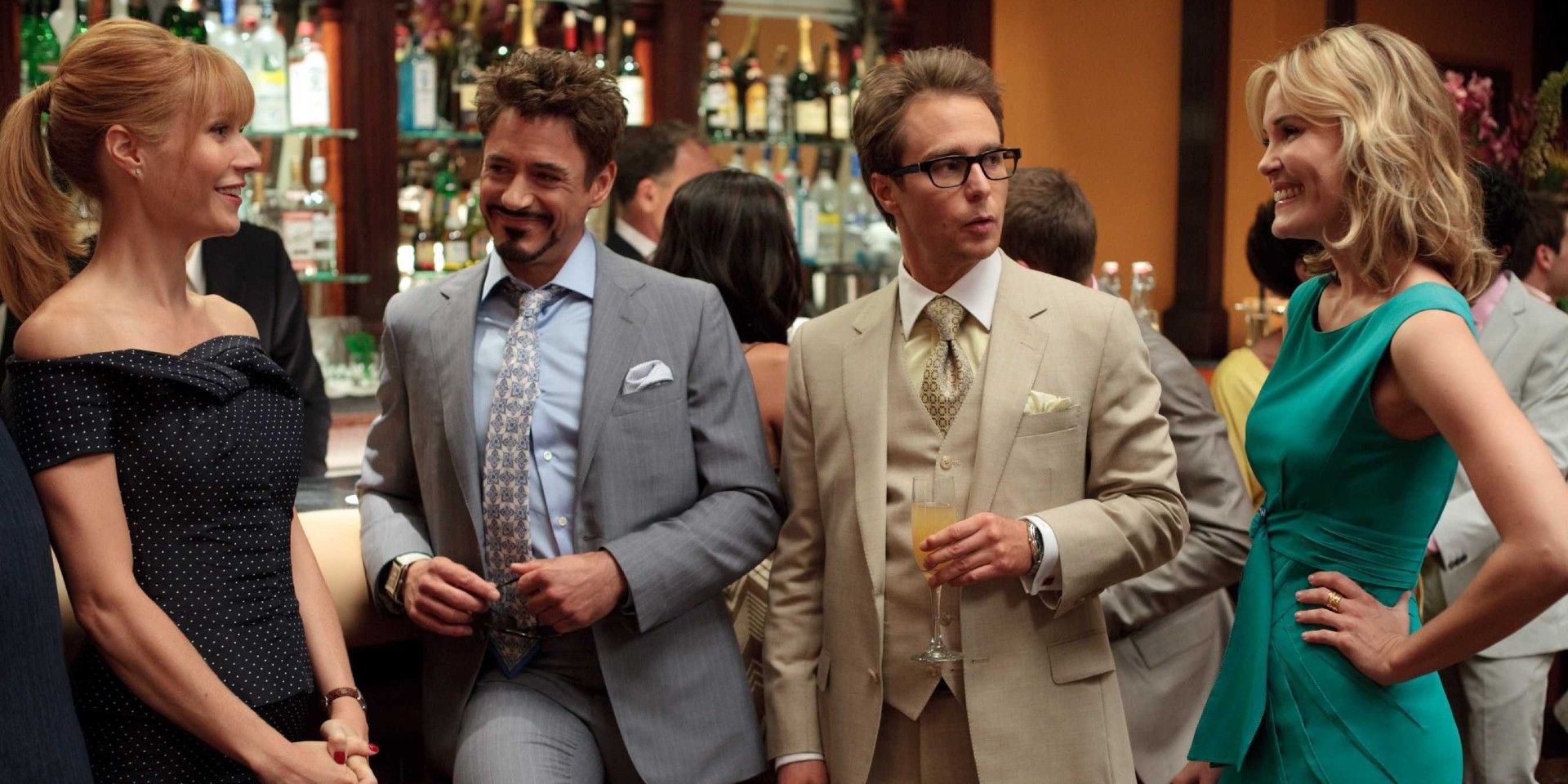 Pepper & Tony talking to Justin & Christine at a bar in Iron Man 2