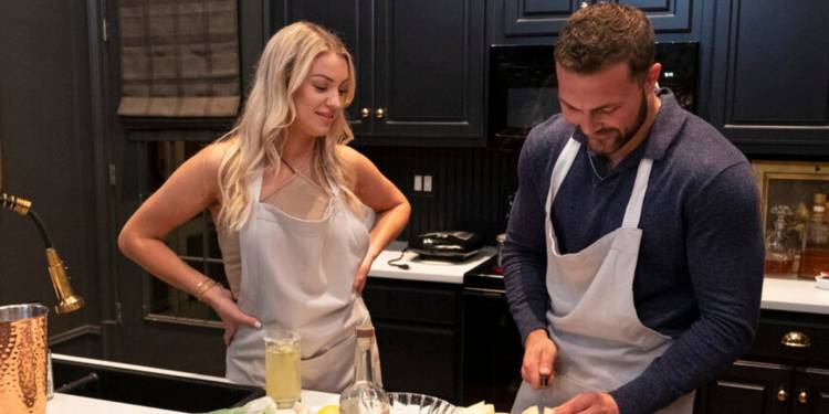 Calah and Steven cooking on 'Joe Millionaire: For Richer or Poorer.'