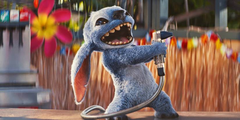 Stitch spraying a soda gun in Lilo & Stitch