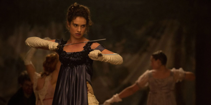 Lily James, gurur ve önyargı ve zombilerle birkaç hançer kullanıyor