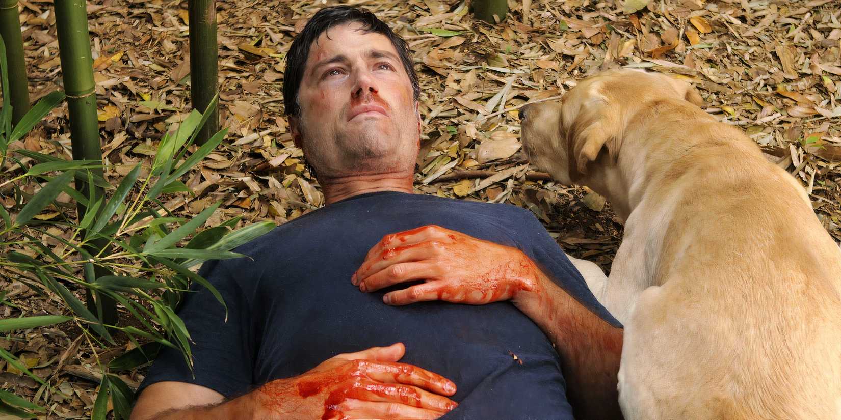 Matthew Fox as Jack Shephard before dying in the Lost finale.