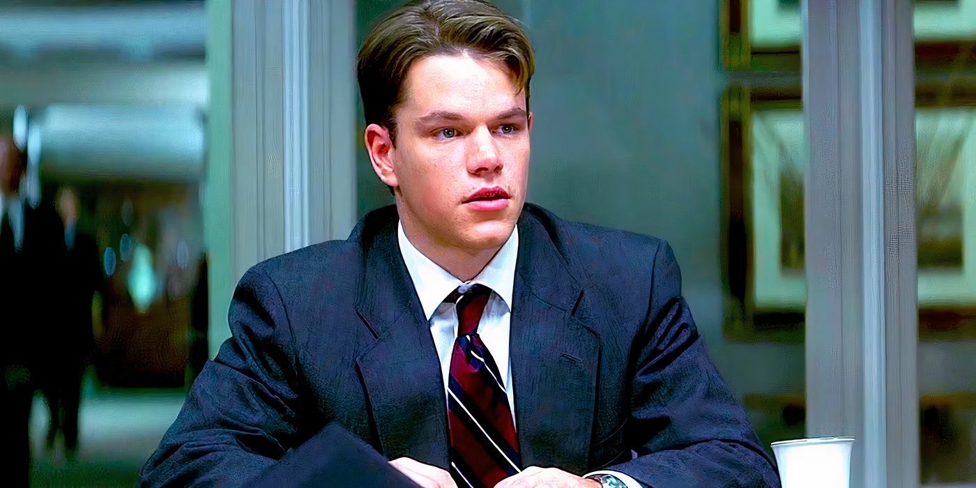 Matt Damon looking at something off-screen in The Rainmaker
