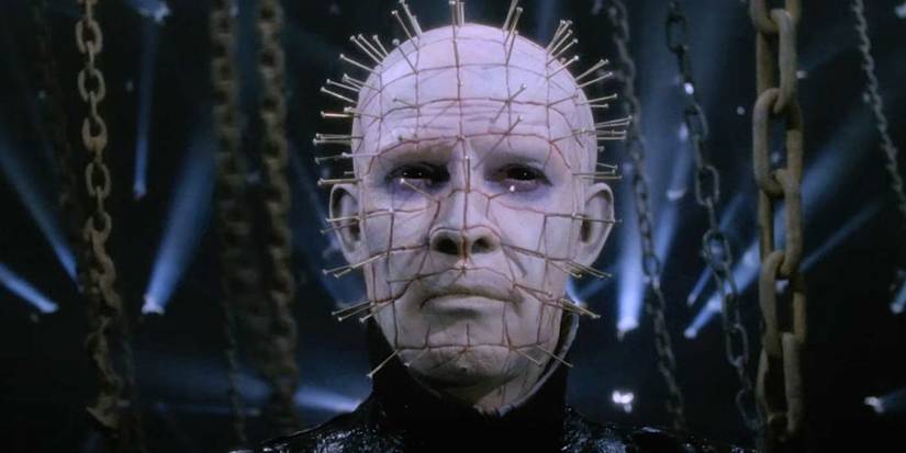 Pinhead (Doug Bradley) is the famous horror icon of the Hellraiser series. 