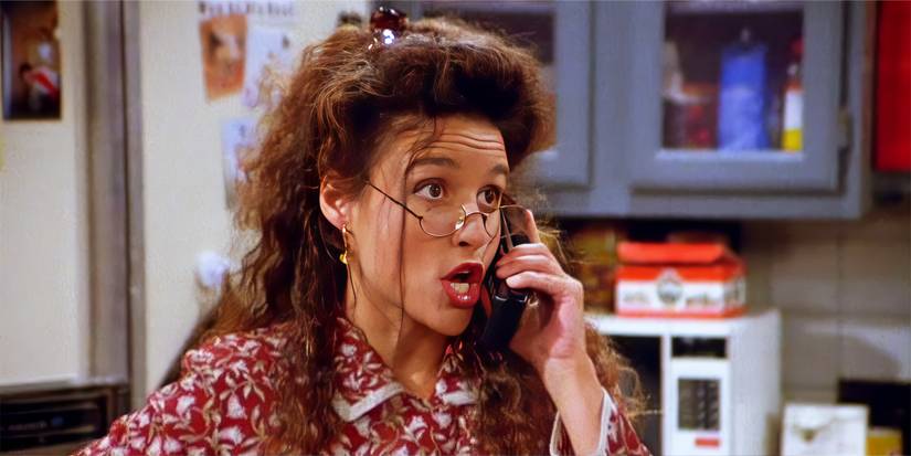 Elaine (Julia Louis-Dreyfus) talking on the phone in the 'Seinfeld' episode "The Dog."