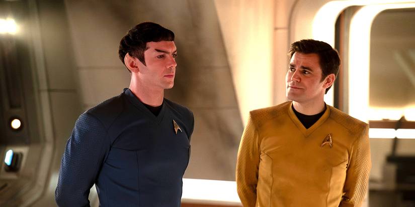 Ethan Peck and Paul Wesley onboard a starship in Star Trek Strange New Worlds Season 3, Episode 6.