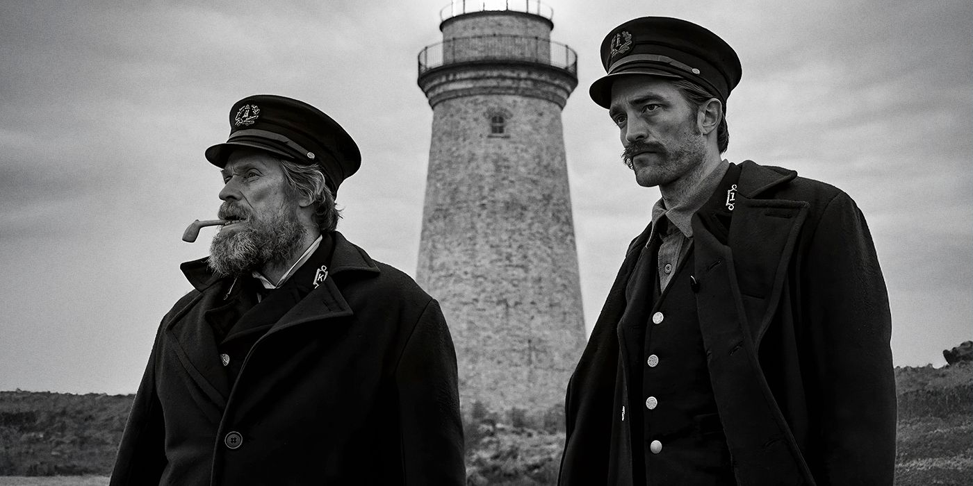 Willem Dafoe as Thomas Wake and Robert Pattinson as Thomas Howard in The Lighthouse