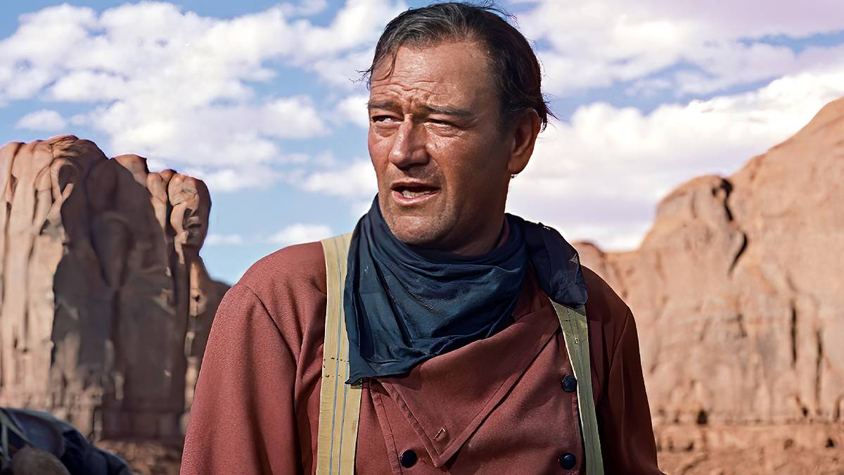 John Wayne looking to the distance in The Searchers.