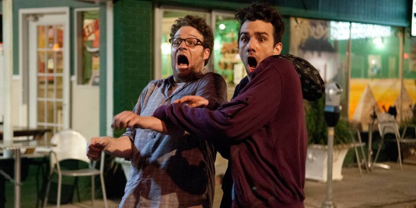 Seth Rogen and Jay Baruchel yelling in This Is the End.