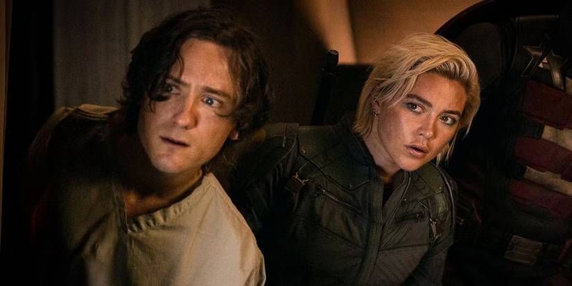 Bob (Lewis Pullman) and Yelena Belova (Florence Pugh) in 'Thunderbolts*'