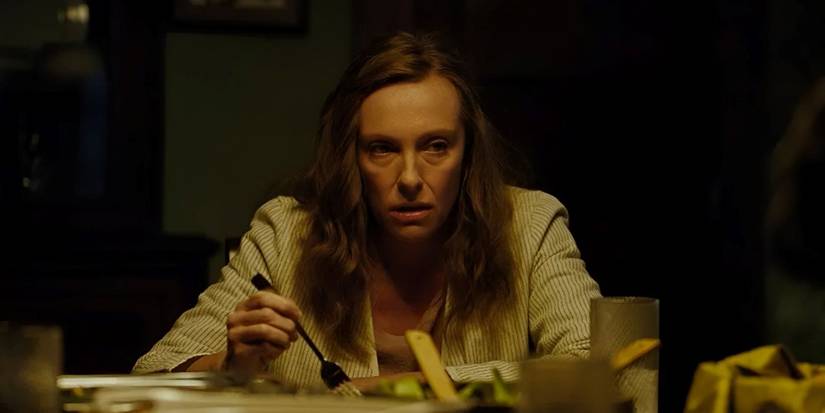 Toni Collette as Annie looking serious in Hereditary 