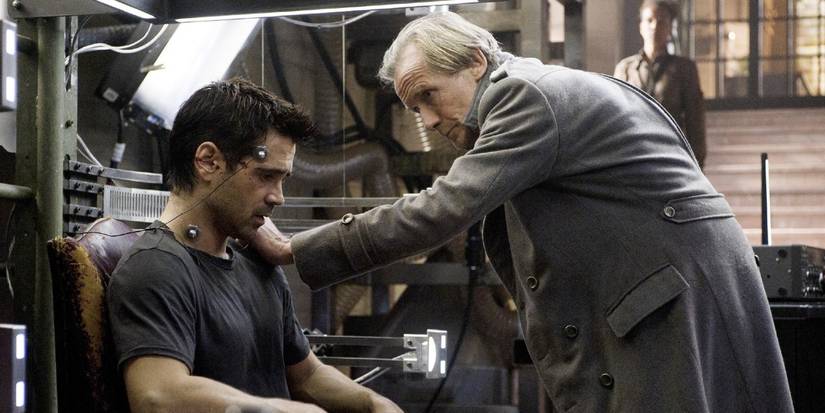 Total Recall - Bill Nighy sets Colin Farrell up with electrodes on his head