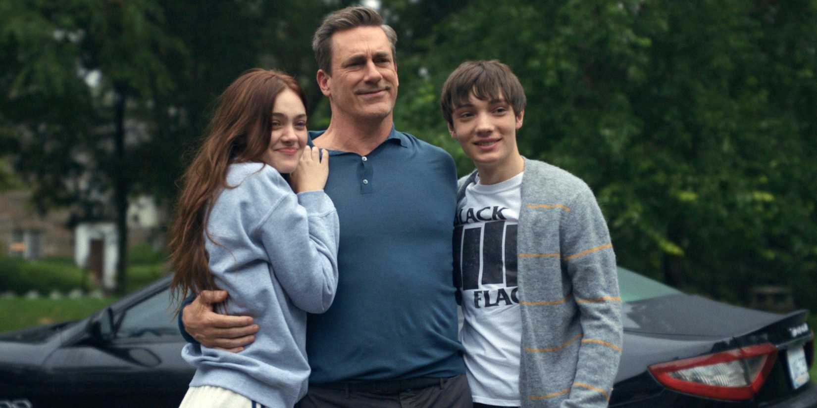 Coop stands with Toru and Hunter in Your Friends & Neighbors