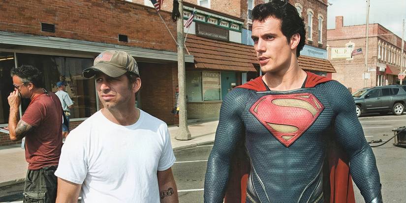 Zack Snyder and Henry Cavill in Man of Steel