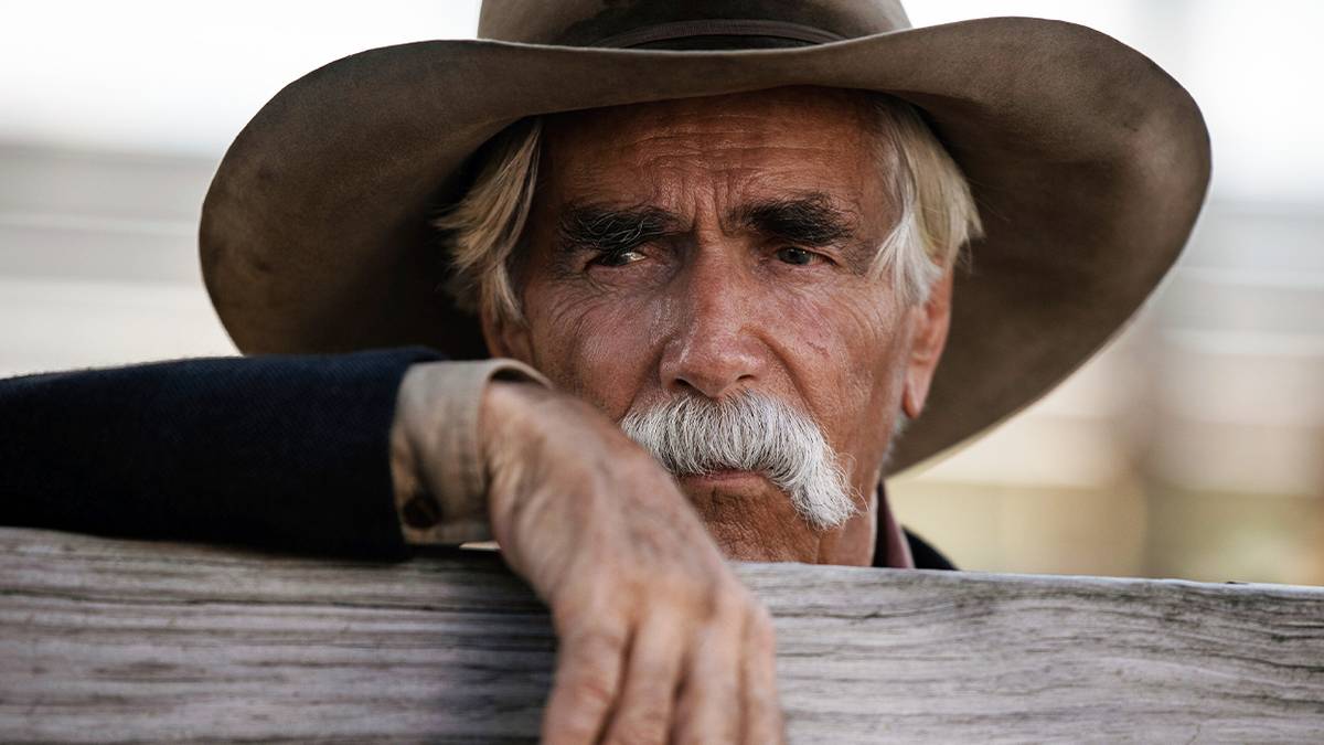 Sam Elliott's Shea looking over a fence in 1883.