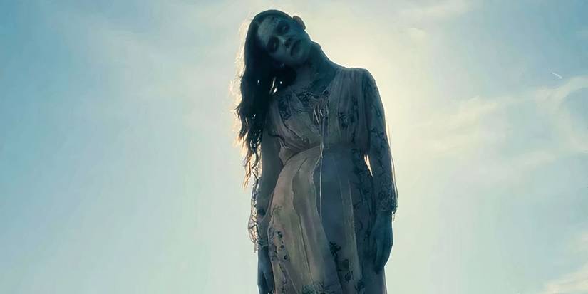 Nell deceased as the Bent Neck Lady hanging in the sky in the series Haunting of Hill house.