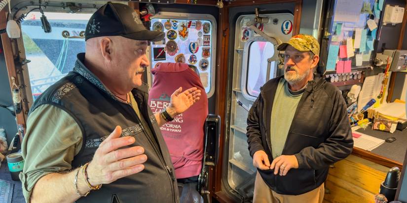 Captain Keith Colburn and Captain Monte Colburn in the wheelhouse of F/V Wizard during Season 21 of 'Deadliest Catch.'
