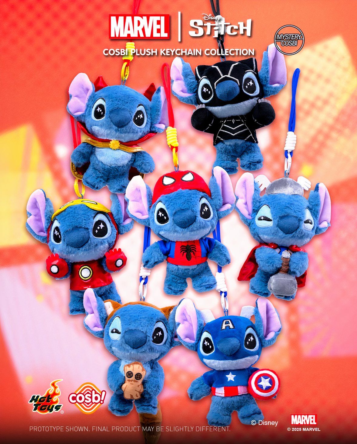 HotToys marvel スティッチ COSBI ぬいぐるみペンダント Hot Toy Cosbi - Marvel Stitch Blind Box Plush Keychain (Release