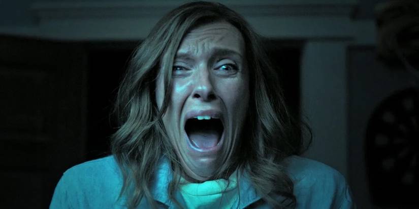 Toni Collette screaming in fear in Hereditary