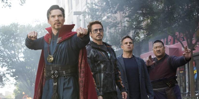 Robert Downey Jr., Mark Ruffalo, Benedict Wong, and Benedict Cumberbatch in Avengers: Infinity War.