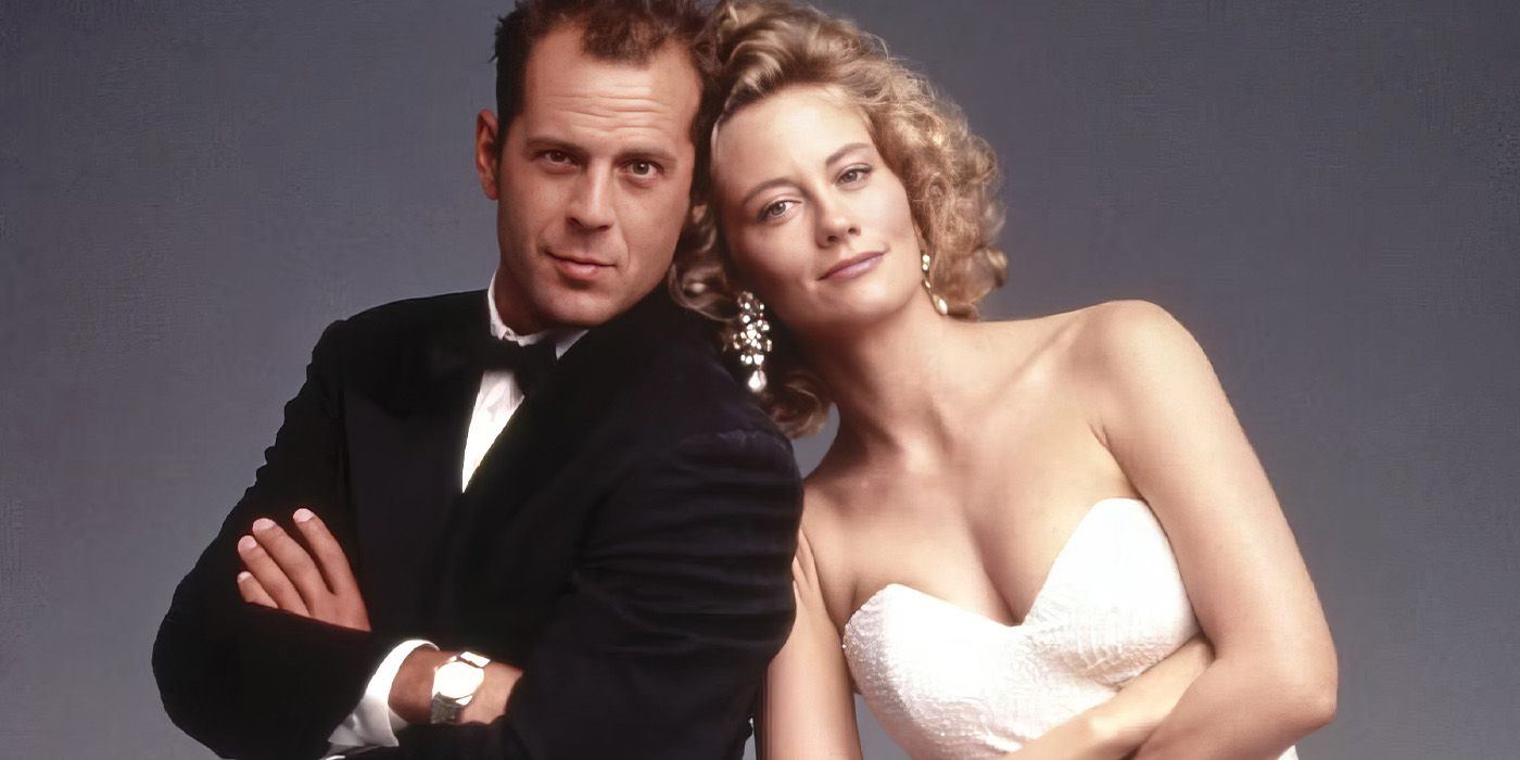 Promotional picture for 'Moonlighting' starring Bruce Willis and Cybill Shepherd
