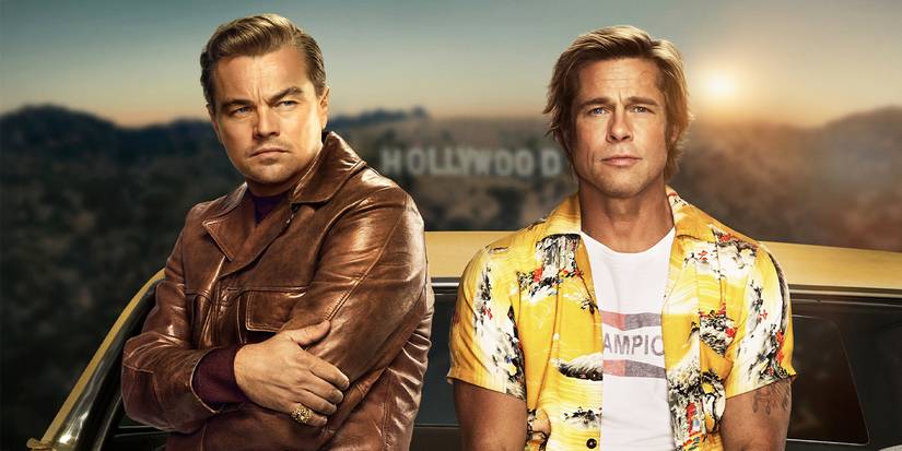 Brad Pitt as Cliff Booth and Leonardo DiCaprio as Rick Dalton in Once Upon a Time in Hollywood
