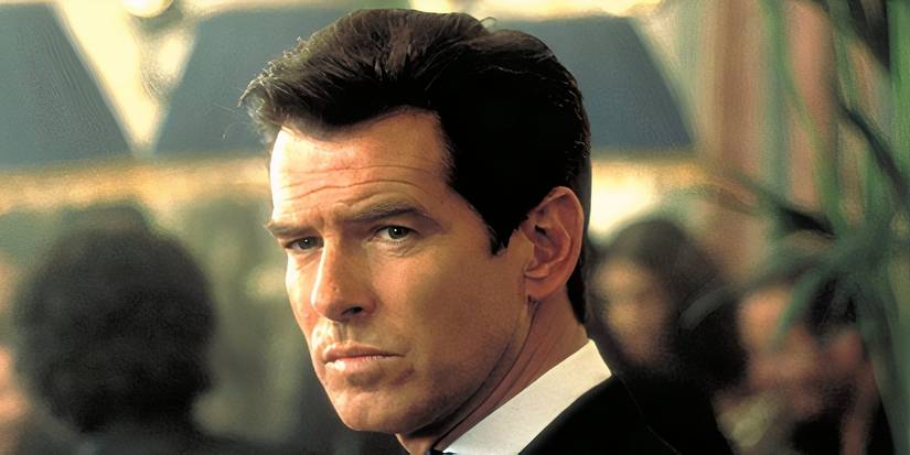 Pierce Brosnan scowling in a tux as James Bond in GoldenEye