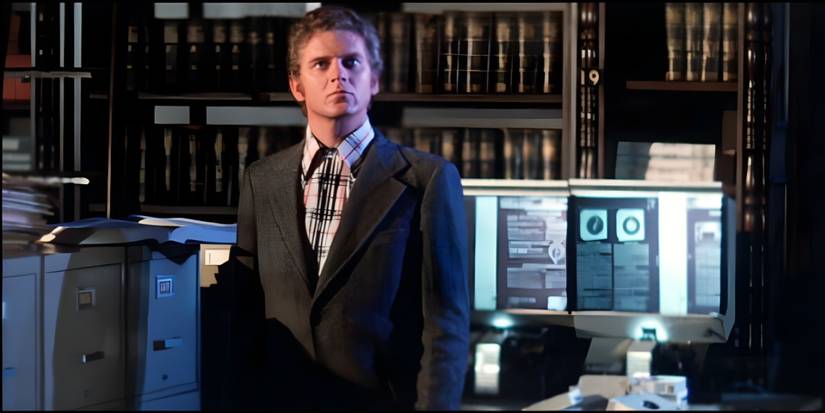 questor robert foxworth in room with file cabinets books computer monitors the questor tapes