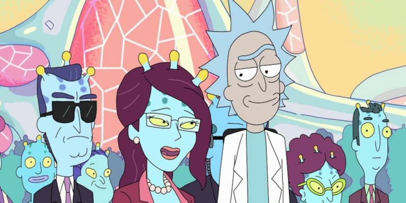Rick smiles at Unity in the Rick and Morty episode Auto Erotic Assimilation.