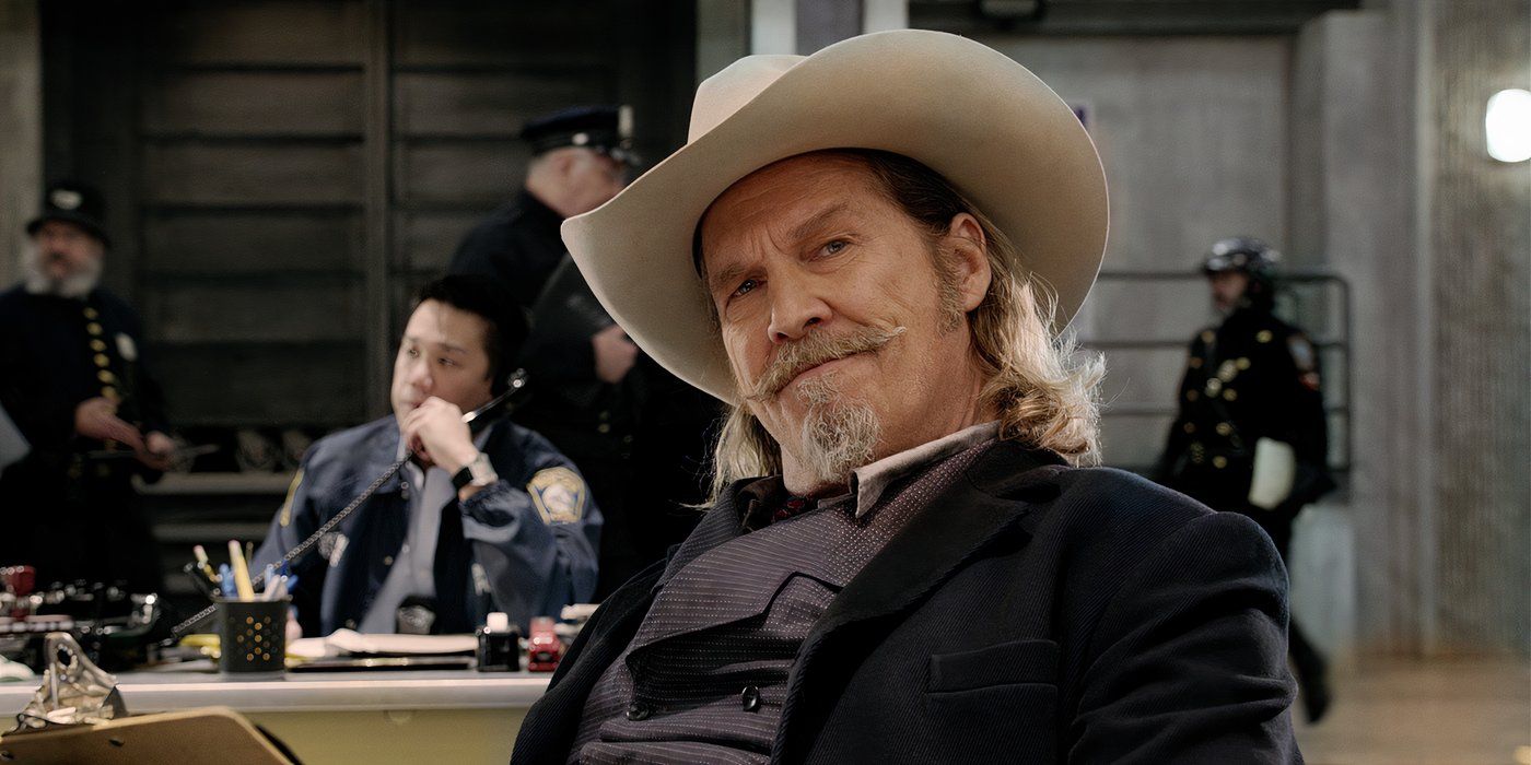 Jeff Bridges sitting in the office of the Rest in Peace Department in R.I.P.D.