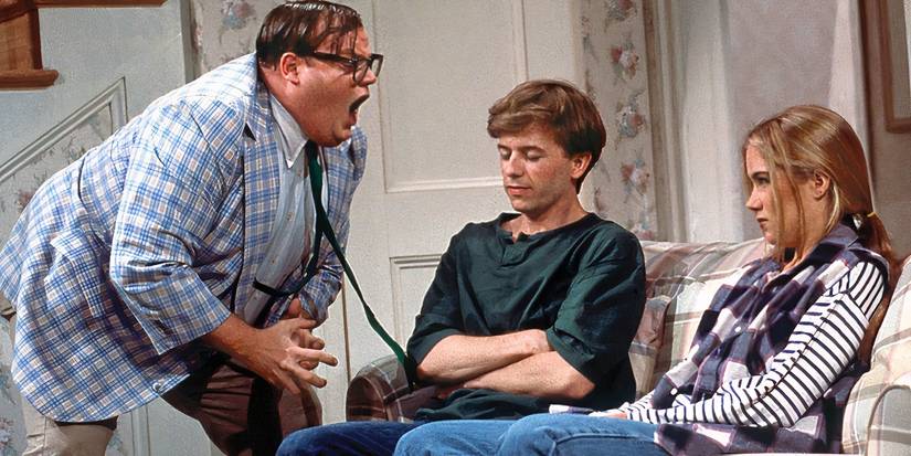 Chris Farley, David Spade and Christina Applegate on SNL
