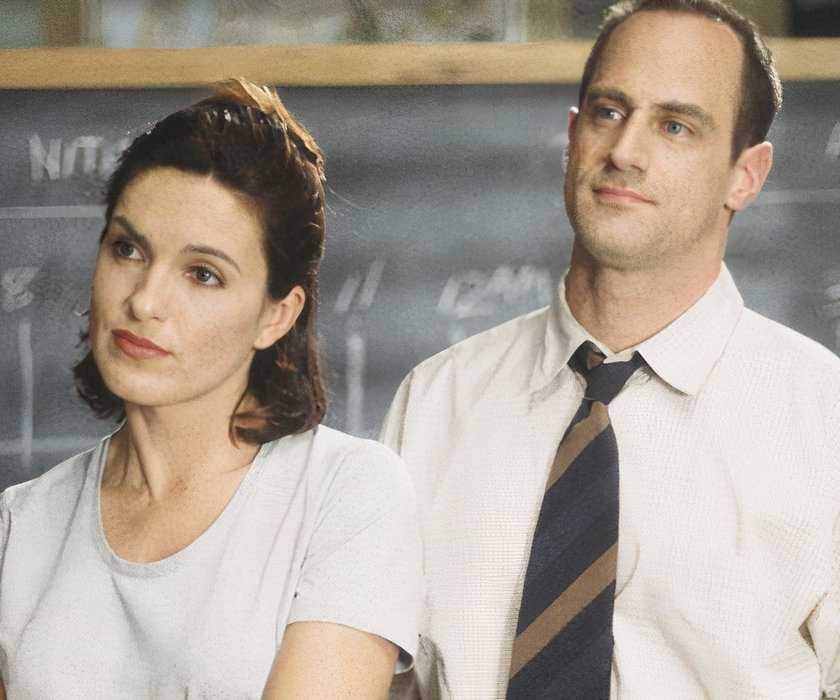 Mariska Hargitay as Olivia Benson and Christopher Meloni as Eliot Stabler in Law & Order: SVU Season 1.
