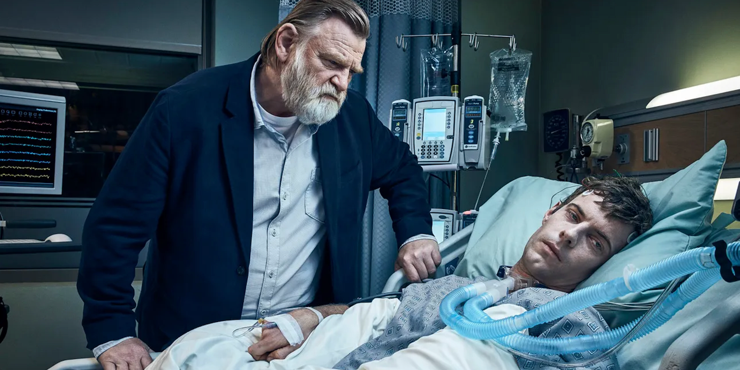 Brendan Gleeson visiting a comatose Harry Tredaway in hospital in Mr Mercedes