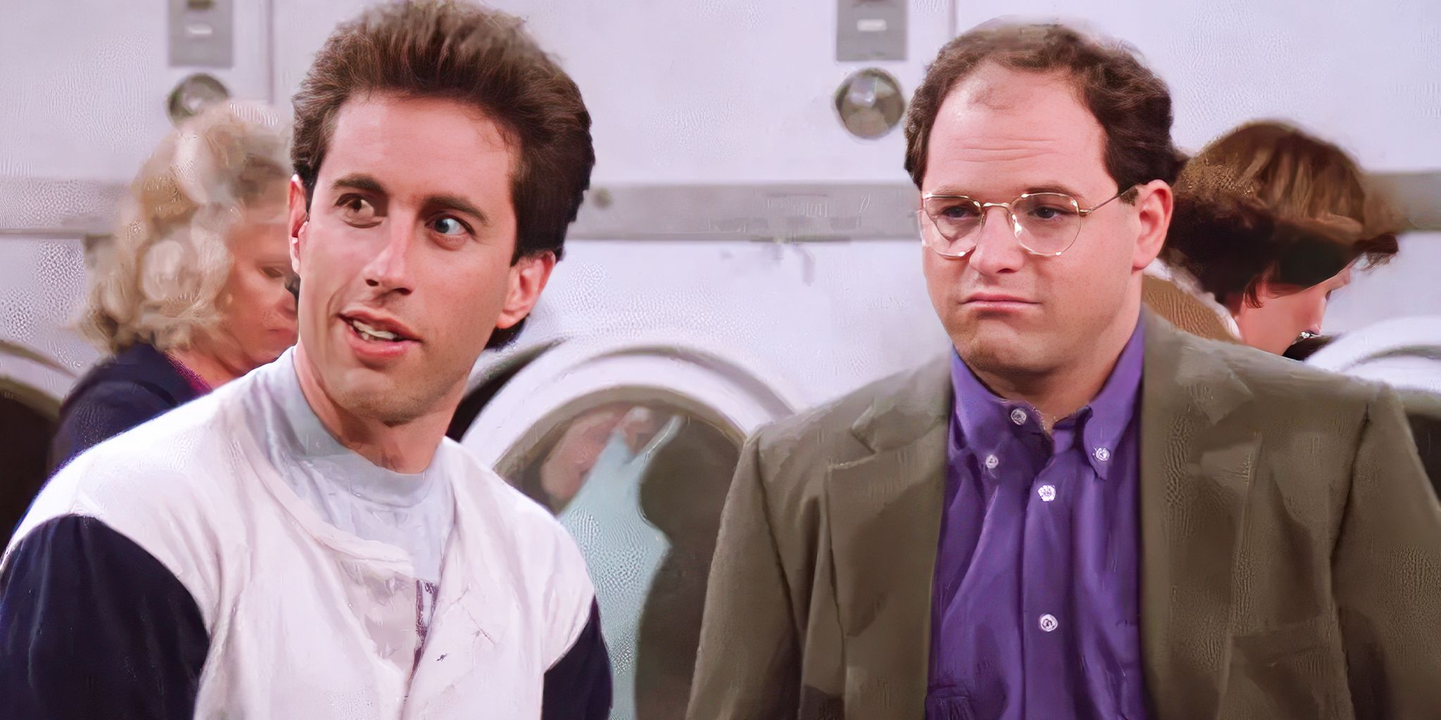 Jerry Seinfeld's Jerry and Jason Alexander's George in Season 4 of Seinfeld
