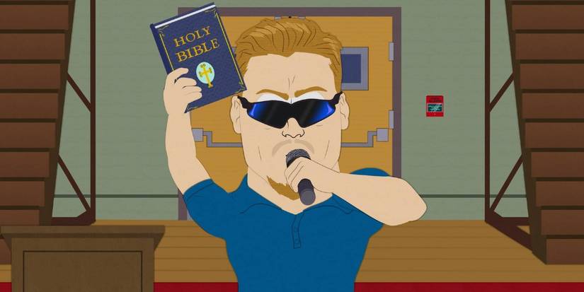 PC Principal memegang Alkitab di episode 'South Park' "Khotbah di Bukit".