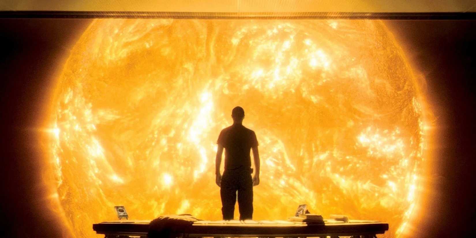 A crew member of the Icarus stands in the solar observation room in Danny Boyle's 'Sunshine'