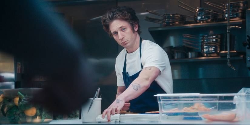 Carmy (Jeremy Allen White) watching Sydney cook better than him in The Bear.