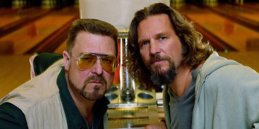John Goodman and Jeff Bridges looking at the camera in The Big Lebowski