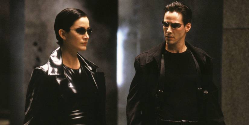 Carrie-Anne Moss and Keanu Reeves in The Matrix