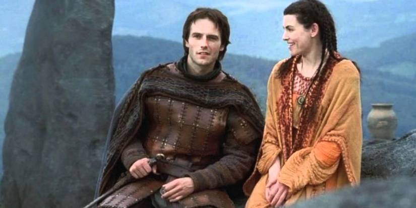 Michael Vartan as Lancelot and Julianna Maragulies as Morgaine in 'The Mists of Avalon.'