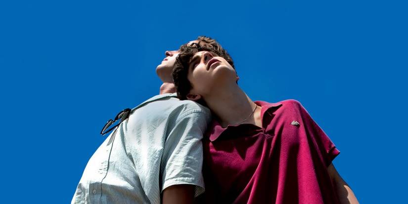 Timothée Chalamet as Elio Perlman and Armie Hammer as Oliver in Call Me by Your Name