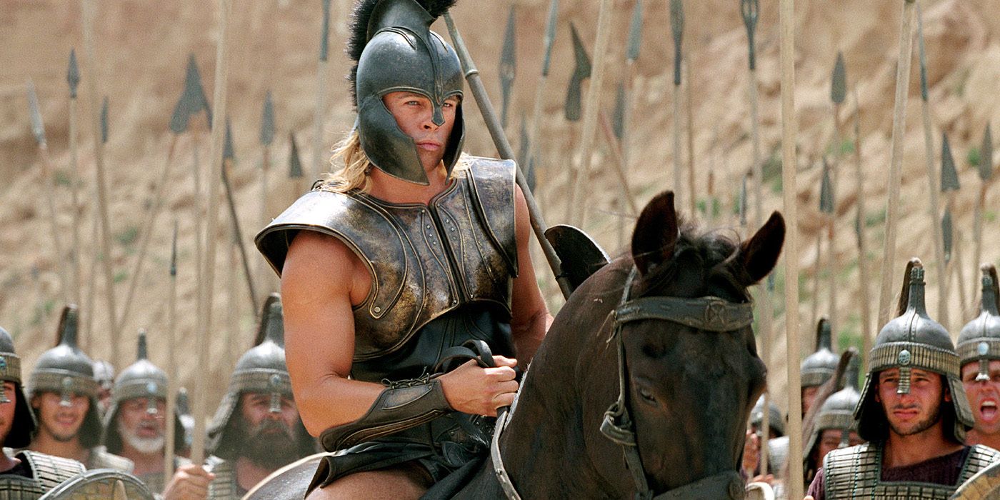 Brad Pitt on a horse in Troy