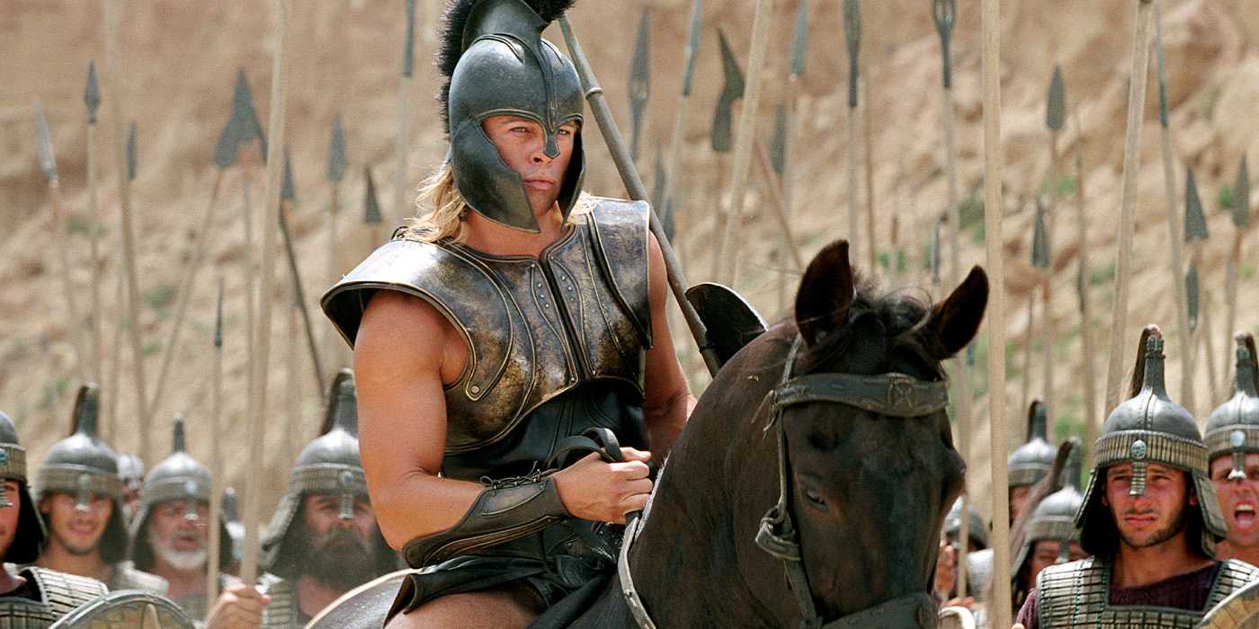 Brad Pitt on a horse in Troy