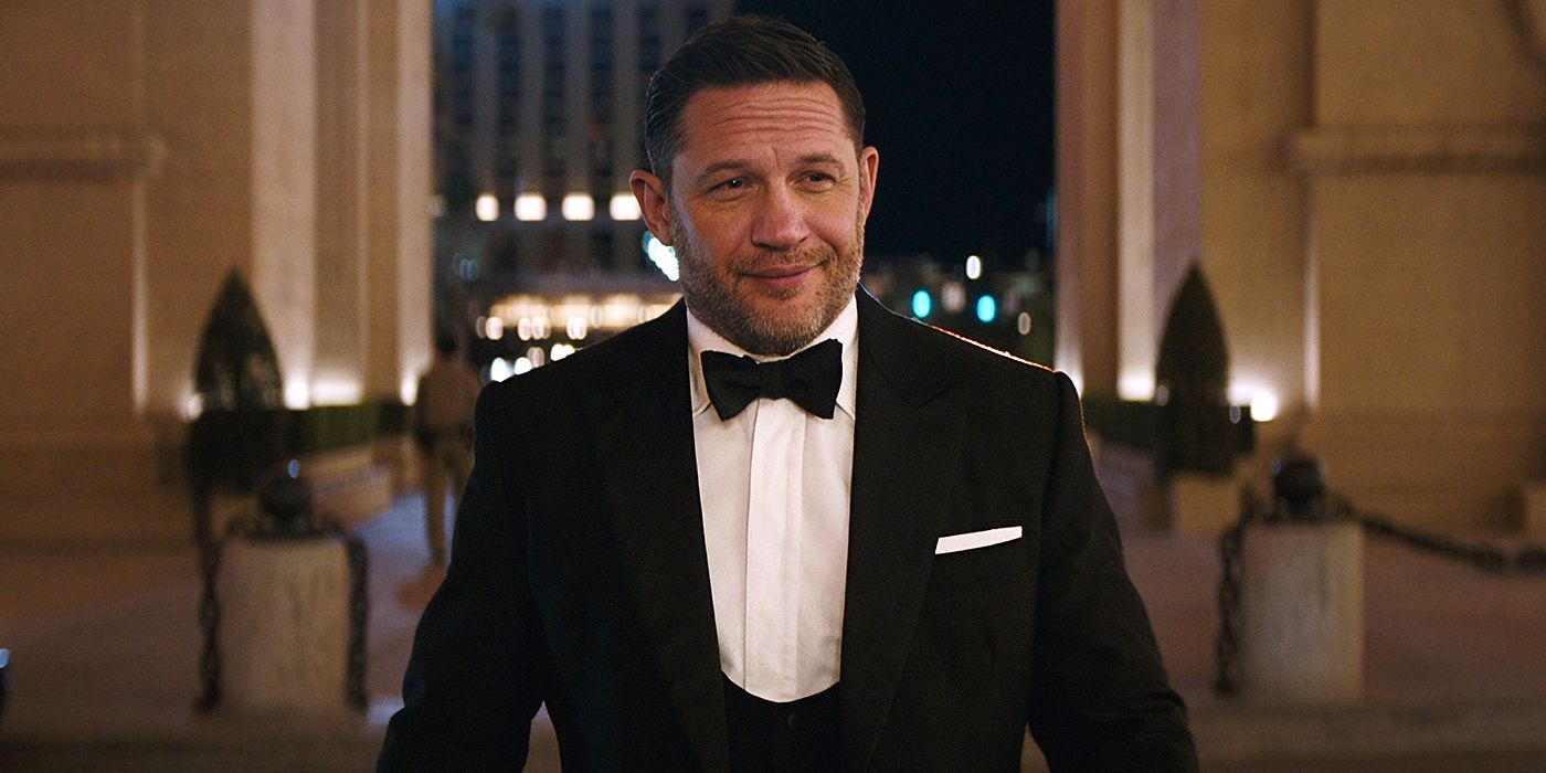 Tom Hardy walks into a fancy place wearing a tux in 'Venom: The Last Dance'