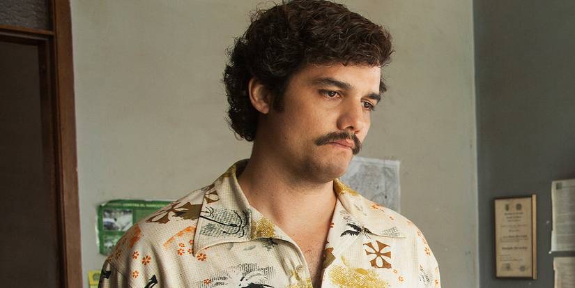 Wagner Moura as Pablo Escobar looking sullen in Narcos.