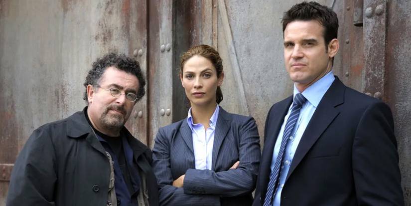 Artie Nielson (Saul Rubinek), Myka Bering (Joanne Kelly), and Pete Lattimer (Eddie McClintock) on 'Warehouse 13'