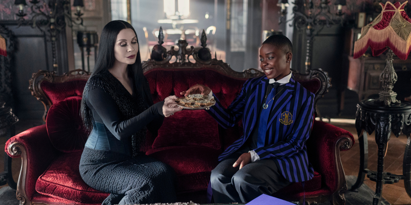 Wednesday season 2 Morticia Addams and Bianca Barclay