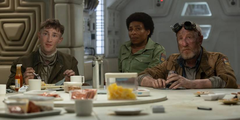 Malachite (Jamie Bisping), Chibuzo (Karen Aldridge), and Shmuel (Michael Smiley) in 'Alien: Earth'
