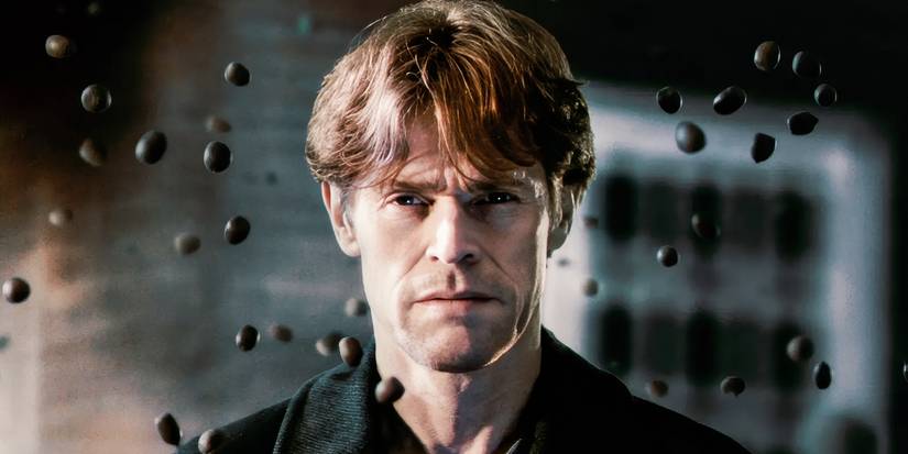 Willem Dafoe looking at the camera in Antichrist